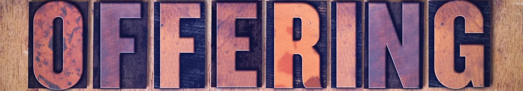 The,Word,Offering,Concept,And,Theme,Written,In,Vintage,Wooden biblical financial stewardship